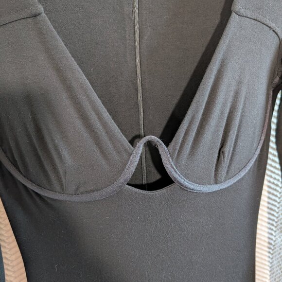 Bardot Black Bodycon Midi Dress Long Sleeve Underwire Bust Size US 6/S Cocktail - Picture 6 of 10